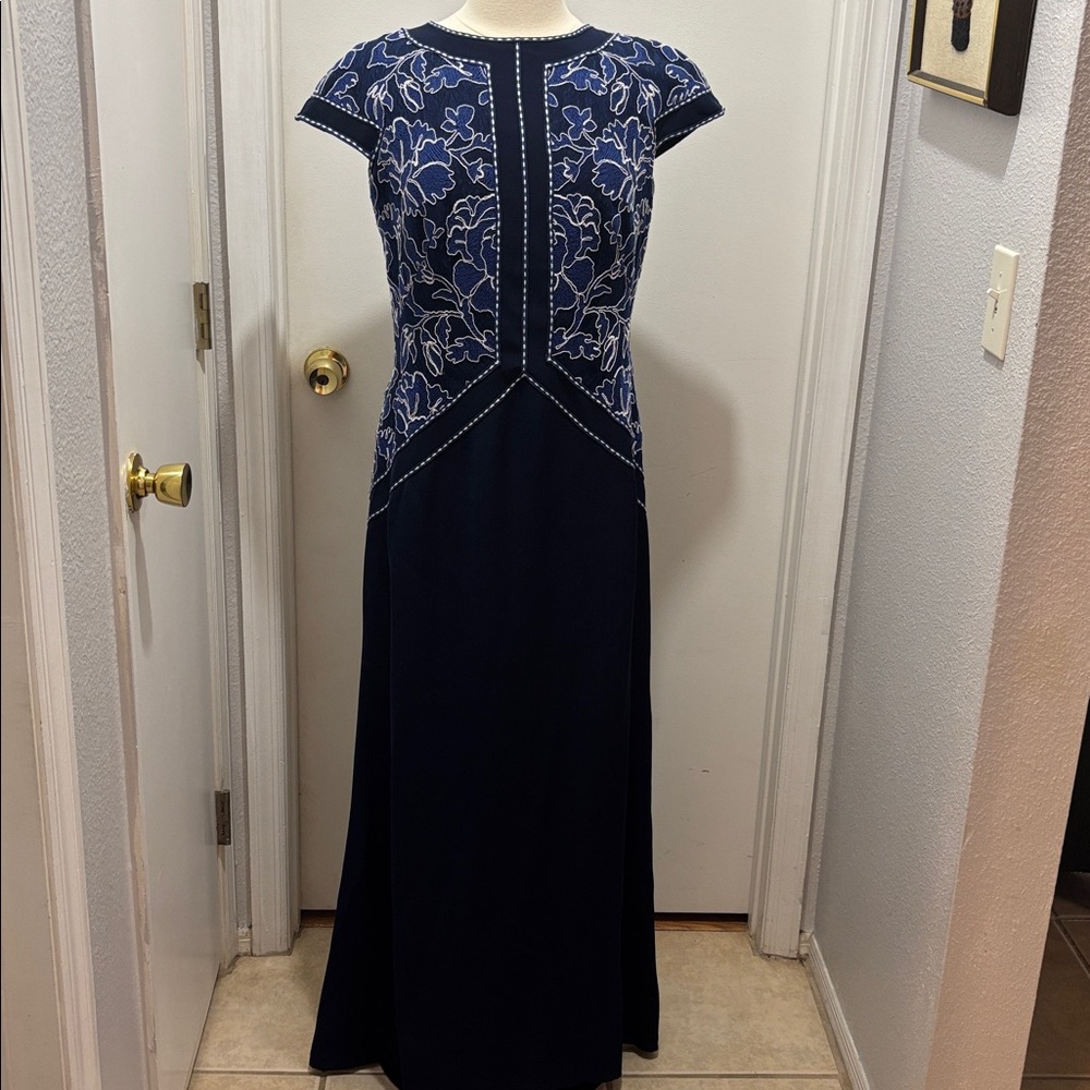 Tadashi Shoji Blue Embellished Maxi Dress for Weddings
